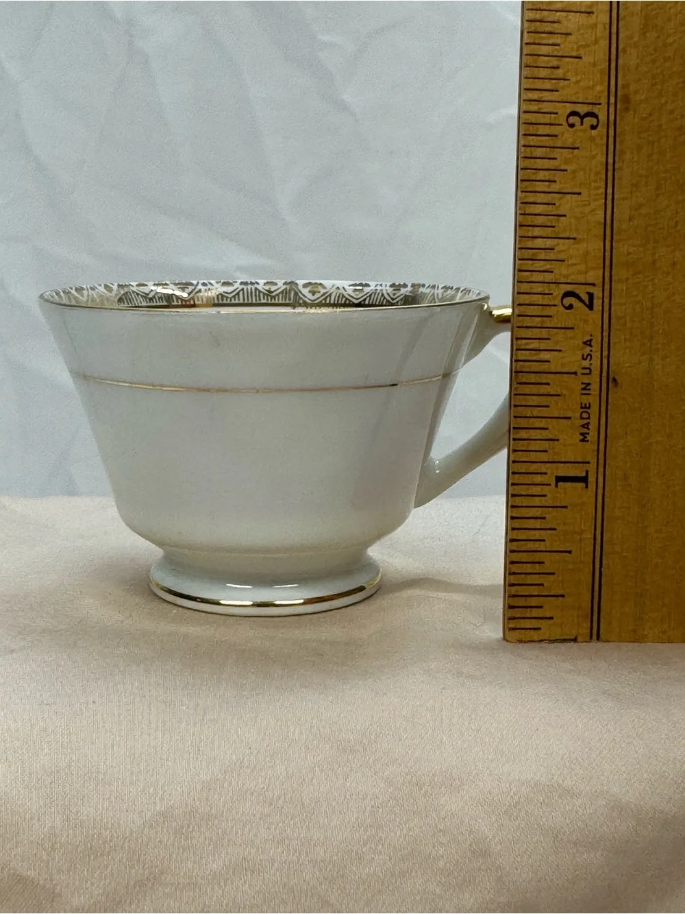 Vintage Red Gold Tea Cup and Saucer Geometric Floral, Ucagco Japan, Excellent